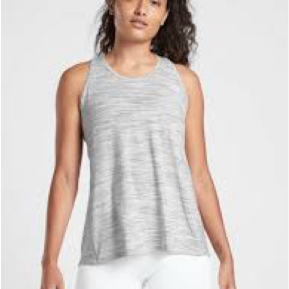 Athleta Essence Space dye Tie Back Tank in Shadow Grey White SizeS Style 568933